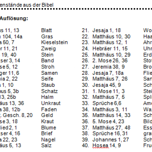 40 Gegenstaende aus der Bibeoe